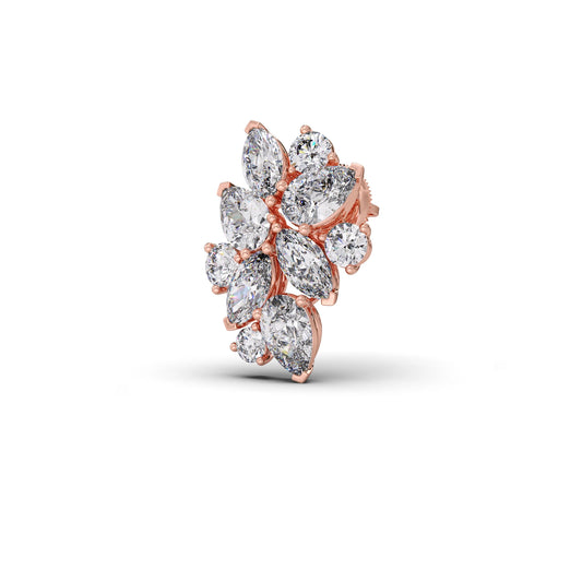 Pear, Marquise, and Round Diamond Cluster Earrings