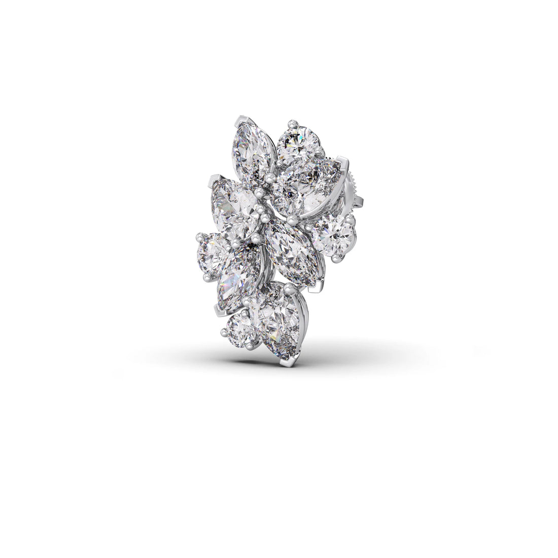 Pear, Marquise, and Round Diamond Cluster Earrings
