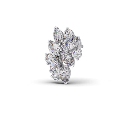 Pear, Marquise, and Round Diamond Cluster Earrings