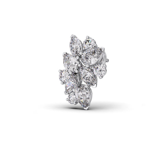 Pear, Marquise, and Round Diamond Cluster Earrings