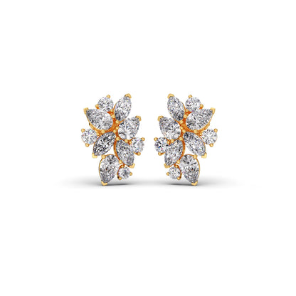 Pear, Marquise, and Round Diamond Cluster Earrings