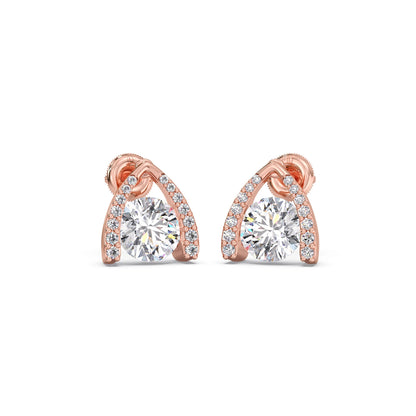 Round Solitaire with Diamond Accent Earrings