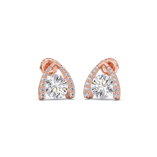 Round Solitaire with Diamond Accent Earrings
