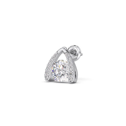 Round Solitaire with Diamond Accent Earrings