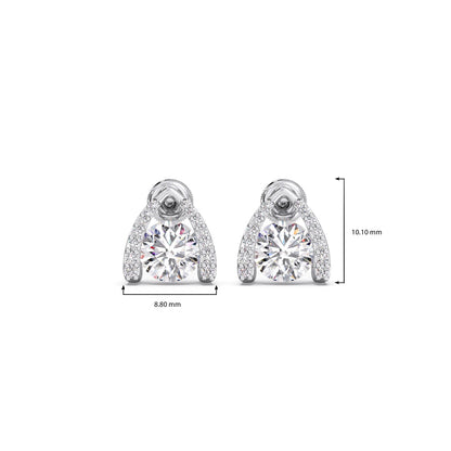 Round Solitaire with Diamond Accent Earrings