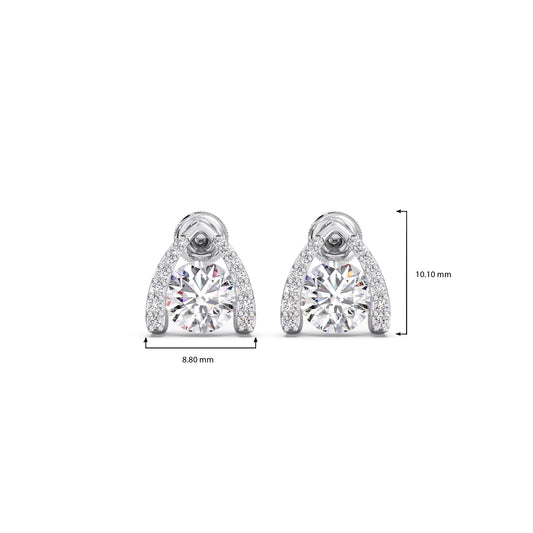 Round Solitaire with Diamond Accent Earrings