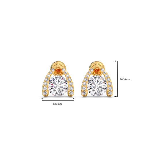Round Solitaire with Diamond Accent Earrings