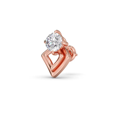 Kite Shape Frame Round Diamond Stud Earrings