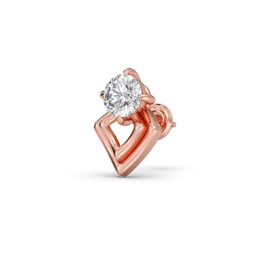 Kite Shape Frame Round Diamond Stud Earrings