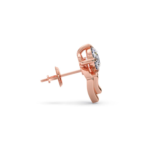 Kite Shape Frame Round Diamond Stud Earrings