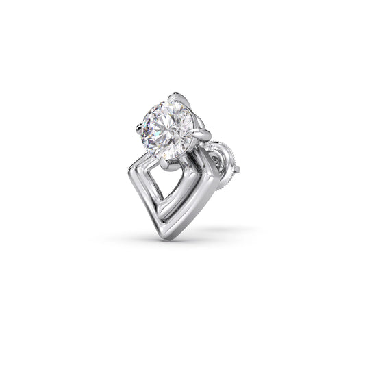 Kite Shape Frame Round Diamond Stud Earrings