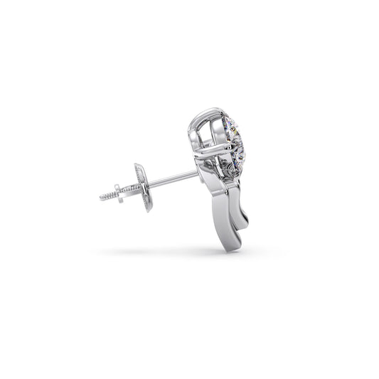 Kite Shape Frame Round Diamond Stud Earrings