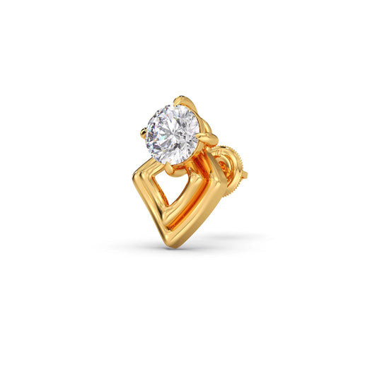 Kite Shape Frame Round Diamond Stud Earrings