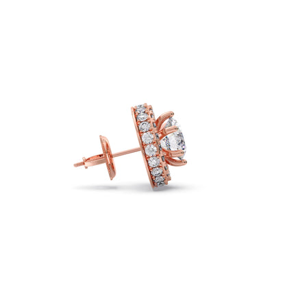 3.04ct Halo Solitaire Diamond Earrings