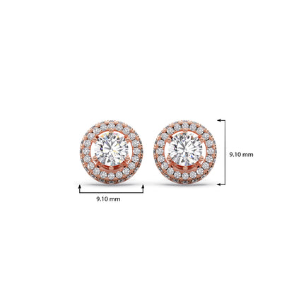 3.04ct Halo Solitaire Diamond Earrings