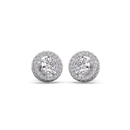 3.04ct Halo Solitaire Diamond Earrings