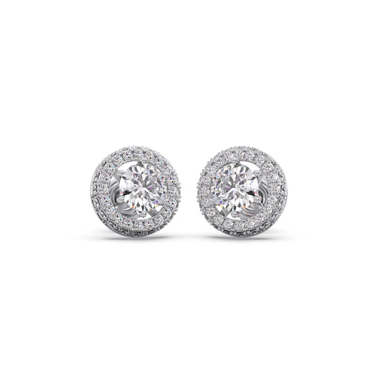 3.04ct Halo Solitaire Diamond Earrings