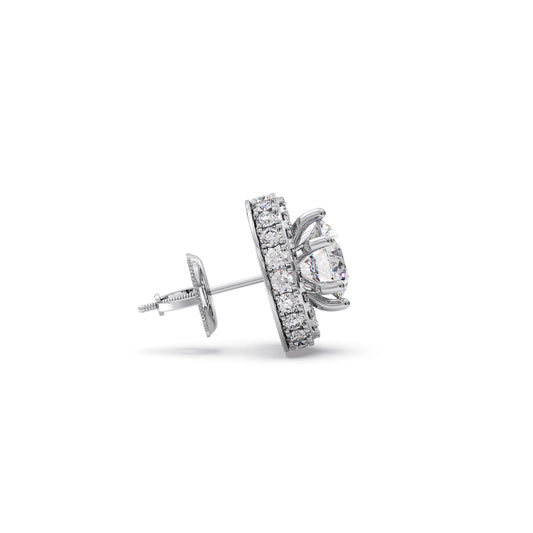3.04ct Halo Solitaire Diamond Earrings