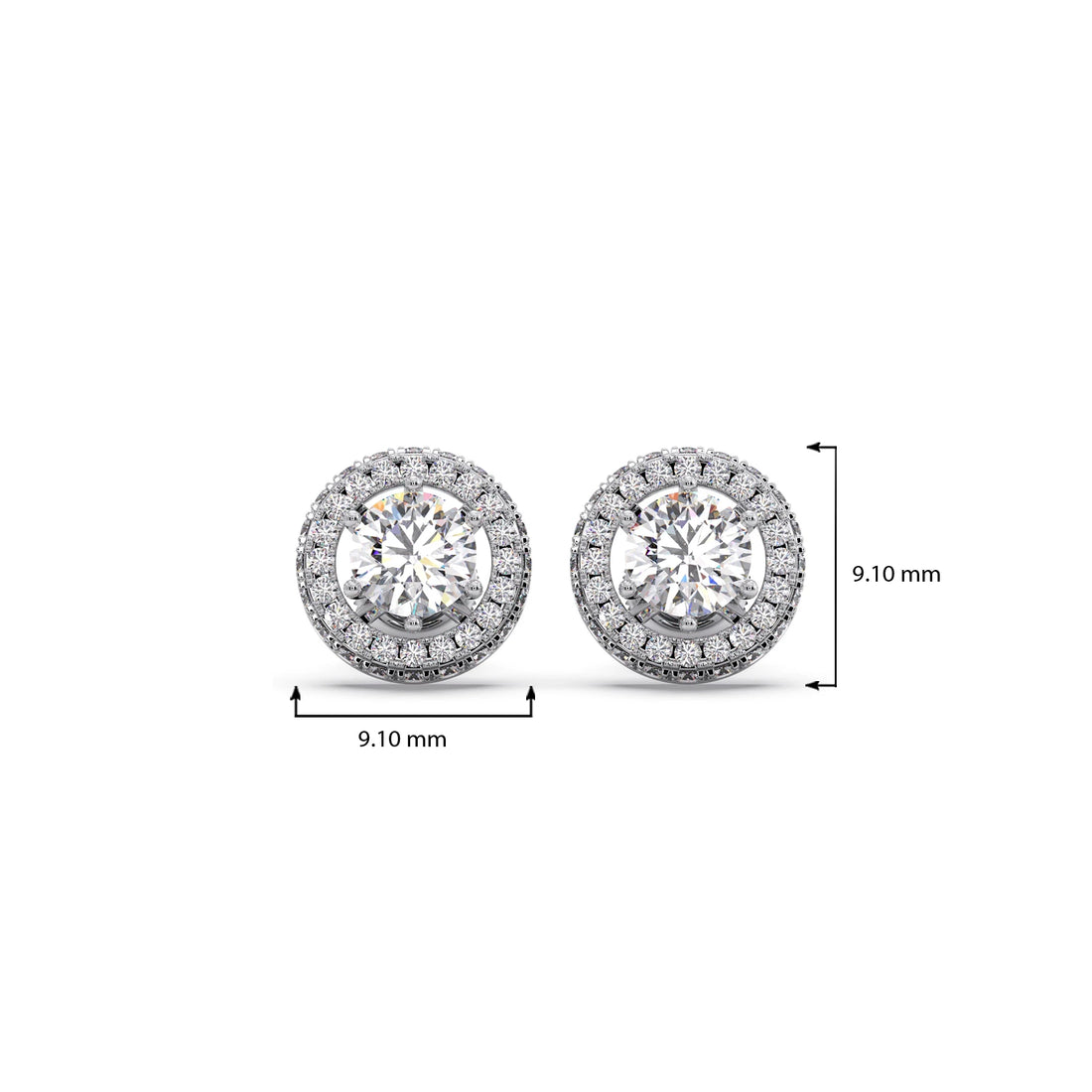 3.04ct Halo Solitaire Diamond Earrings