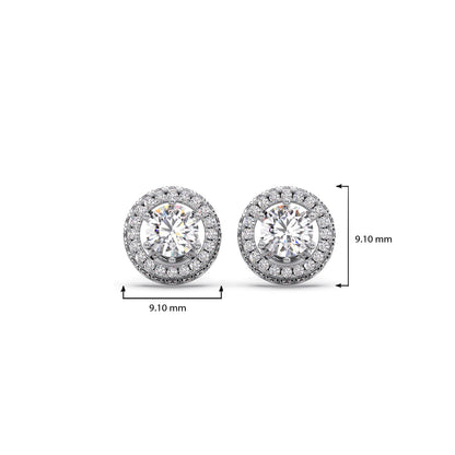 3.04ct Halo Solitaire Diamond Earrings