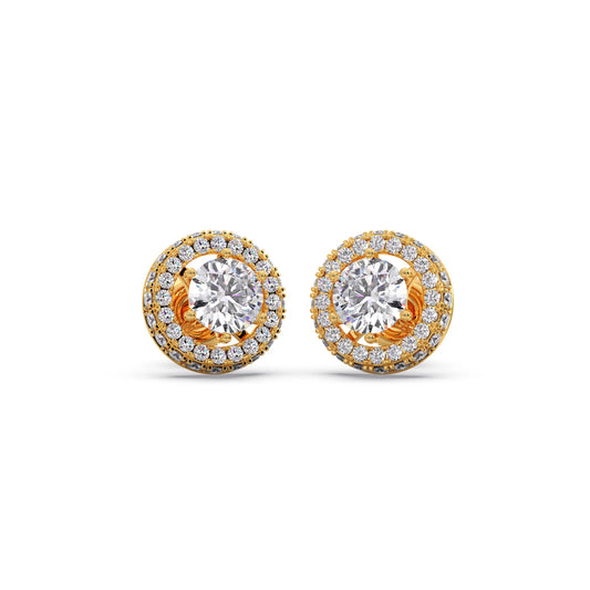 3.04ct Halo Solitaire Diamond Earrings