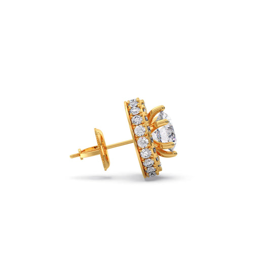 3.04ct Halo Solitaire Diamond Earrings