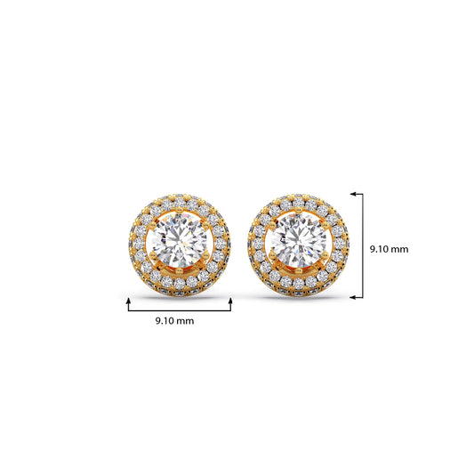 3.04ct Halo Solitaire Diamond Earrings