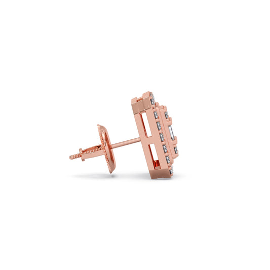 Baguette Center with Round Halo Earrings