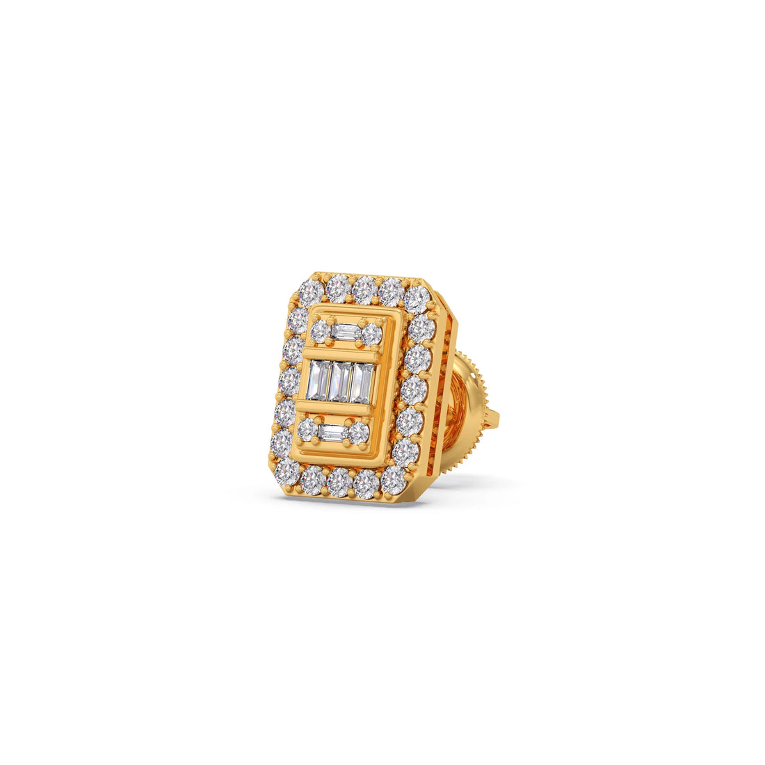Baguette Center with Round Halo Earrings