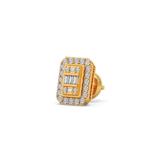 Baguette Center with Round Halo Earrings