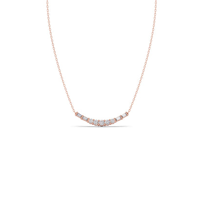Baguette and Round Diamond Bar Necklace