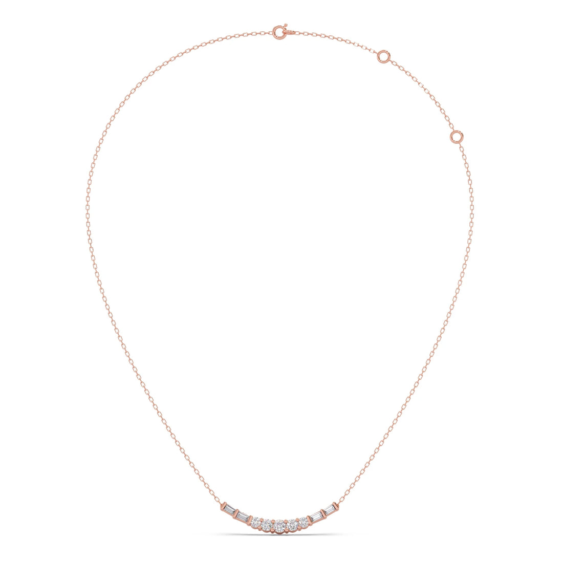 Baguette and Round Diamond Bar Necklace