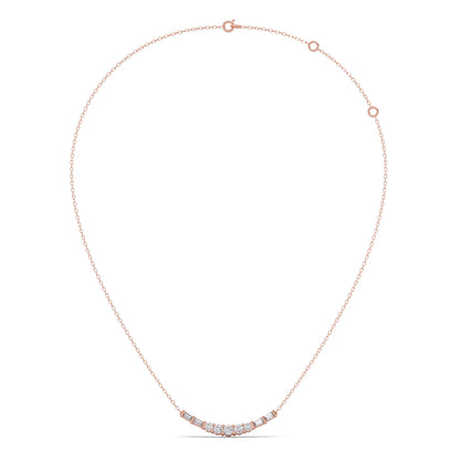 Baguette and Round Diamond Bar Necklace