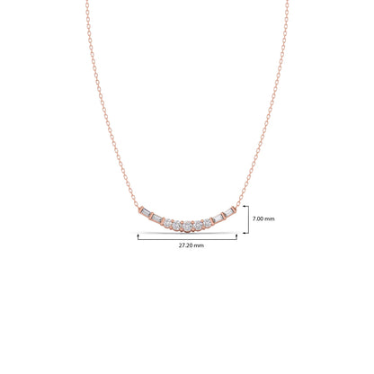 Baguette and Round Diamond Bar Necklace