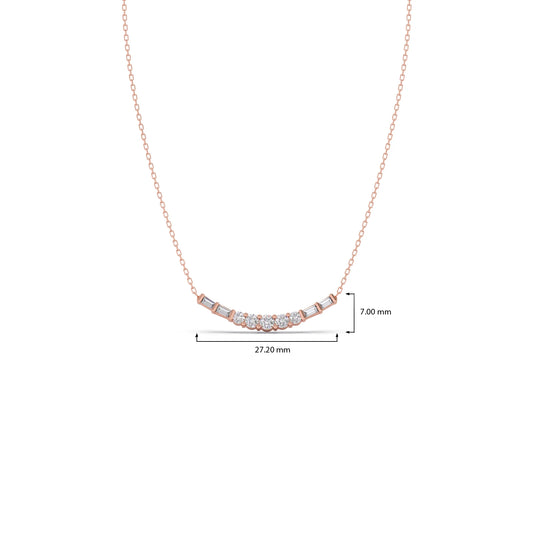 Baguette and Round Diamond Bar Necklace