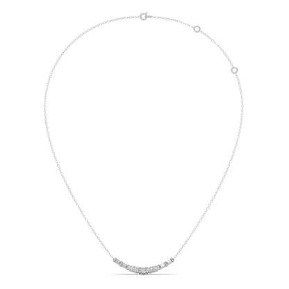 Baguette and Round Diamond Bar Necklace