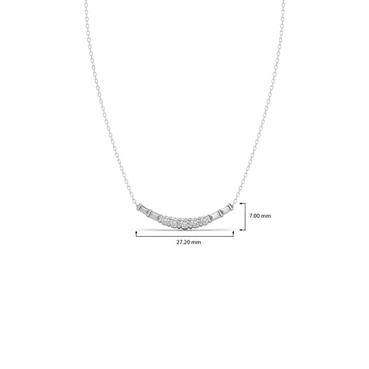 Baguette and Round Diamond Bar Necklace