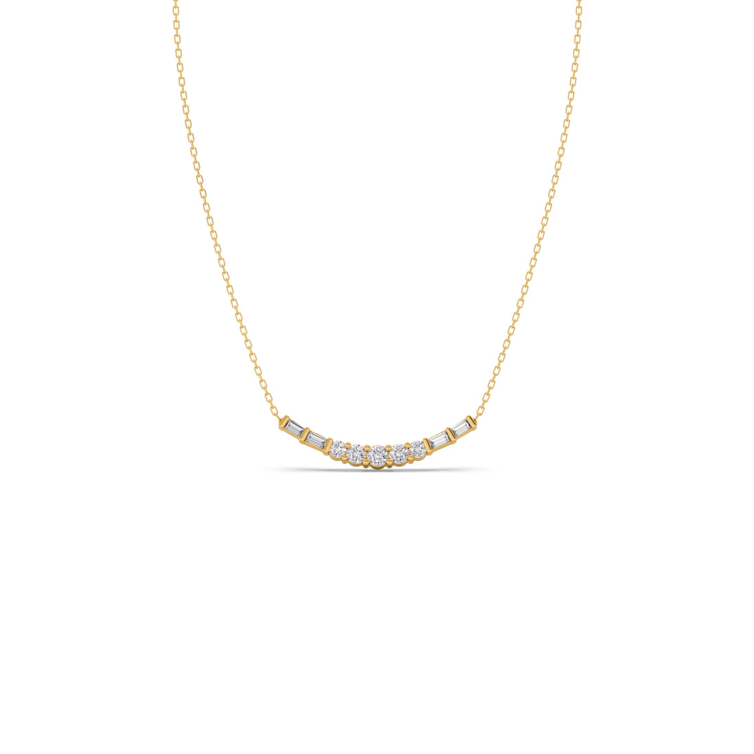 Baguette and Round Diamond Bar Necklace
