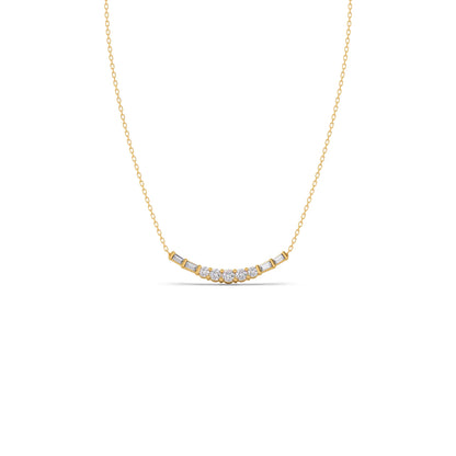 Baguette and Round Diamond Bar Necklace