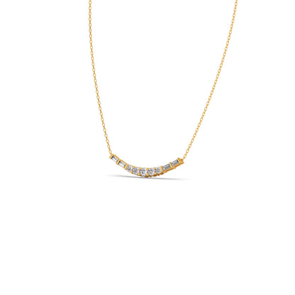Baguette and Round Diamond Bar Necklace