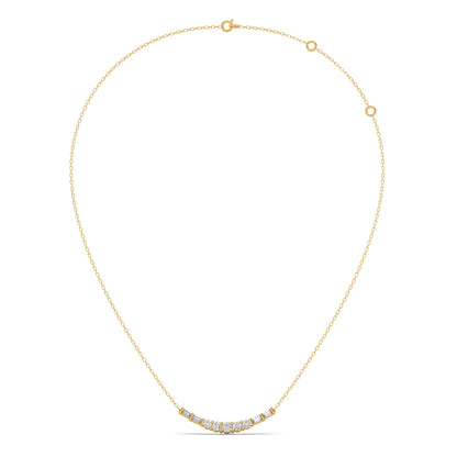 Baguette and Round Diamond Bar Necklace