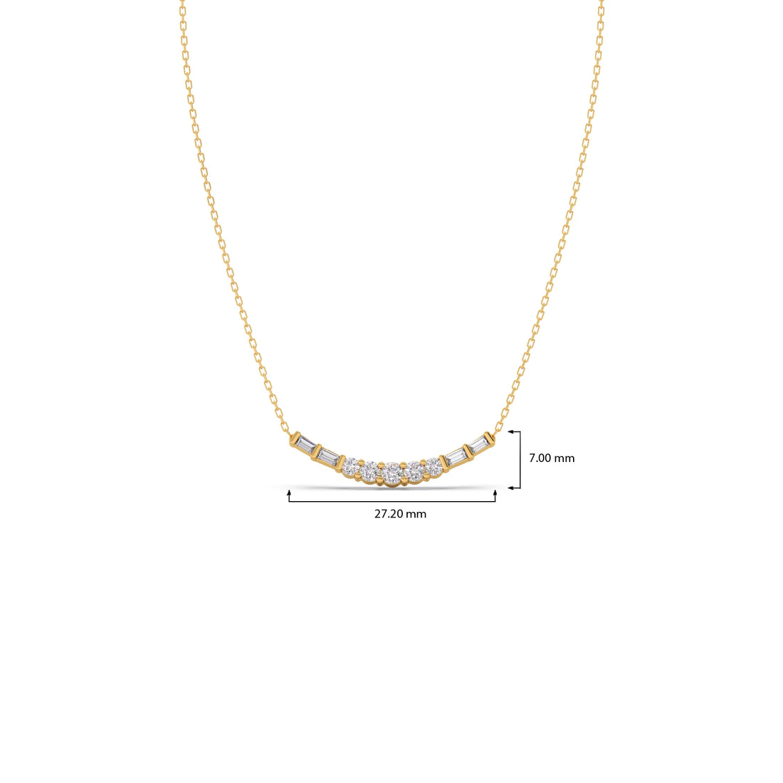 Baguette and Round Diamond Bar Necklace