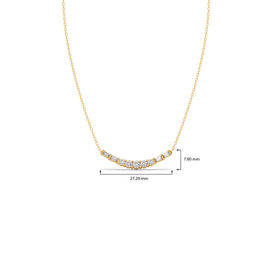 Baguette and Round Diamond Bar Necklace