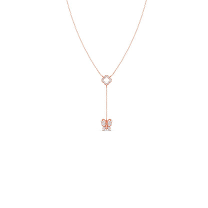 Delicate Diamond Butterfly Drop Necklace