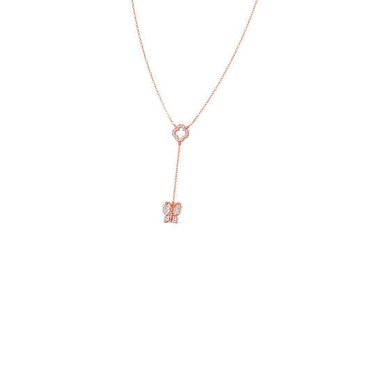 Delicate Diamond Butterfly Drop Necklace