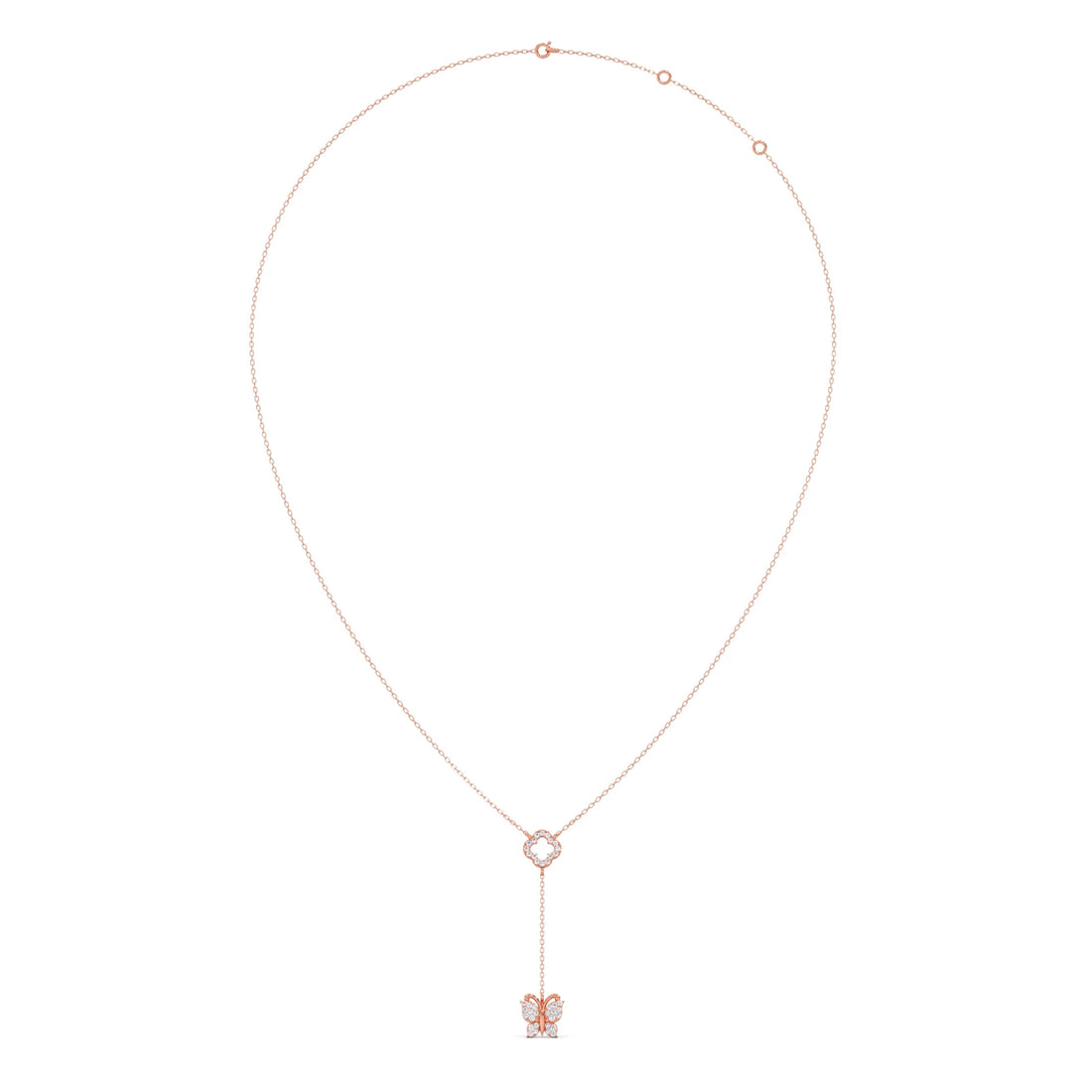 Delicate Diamond Butterfly Drop Necklace