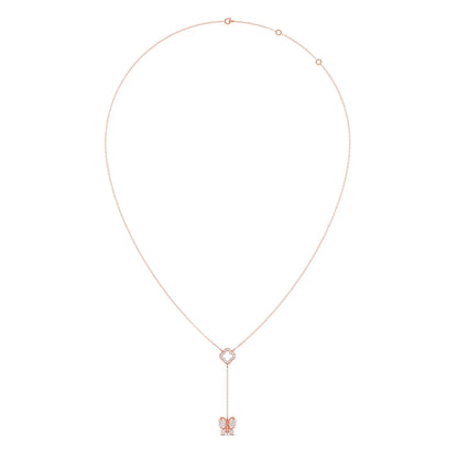 Delicate Diamond Butterfly Drop Necklace