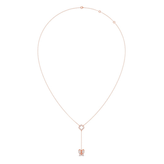 Delicate Diamond Butterfly Drop Necklace