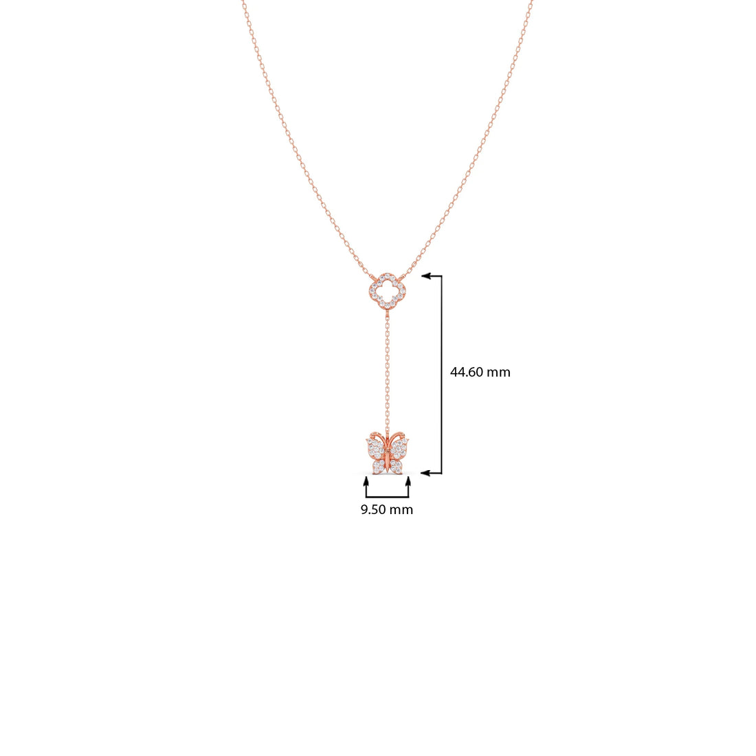 Delicate Diamond Butterfly Drop Necklace