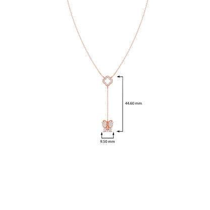 Delicate Diamond Butterfly Drop Necklace